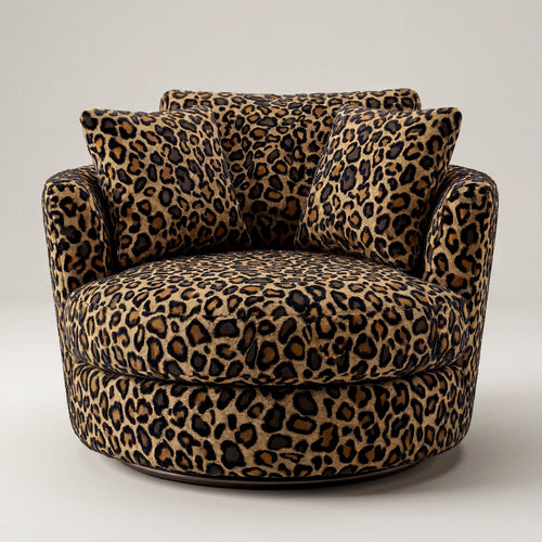 Cuddle Swivel Chair - Leopard