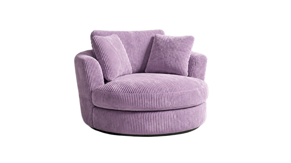 Lilac Cord Swivel Chair