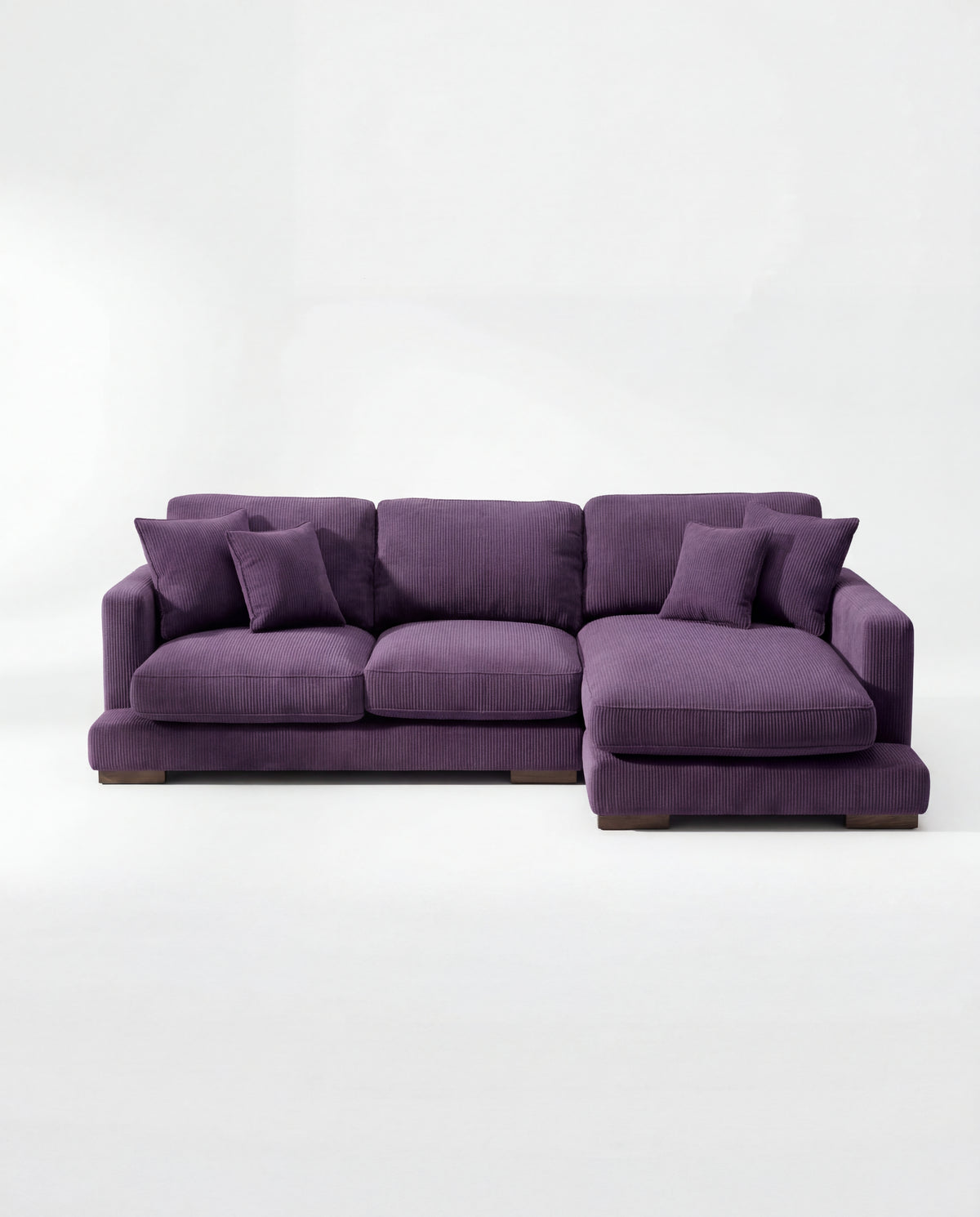 City Chaise Lounge Purple Corduroy - Front View | Vibe Sofas Australia