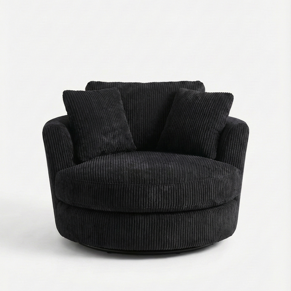 Cuddle Swivel Chair - Black - Front View | Vibe Sofas Australia