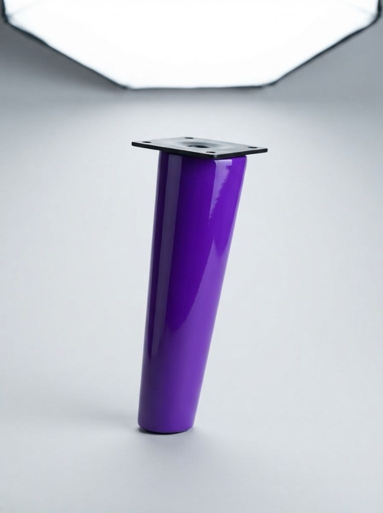 Purple Scandi tapered sofa leg with black mounting plate