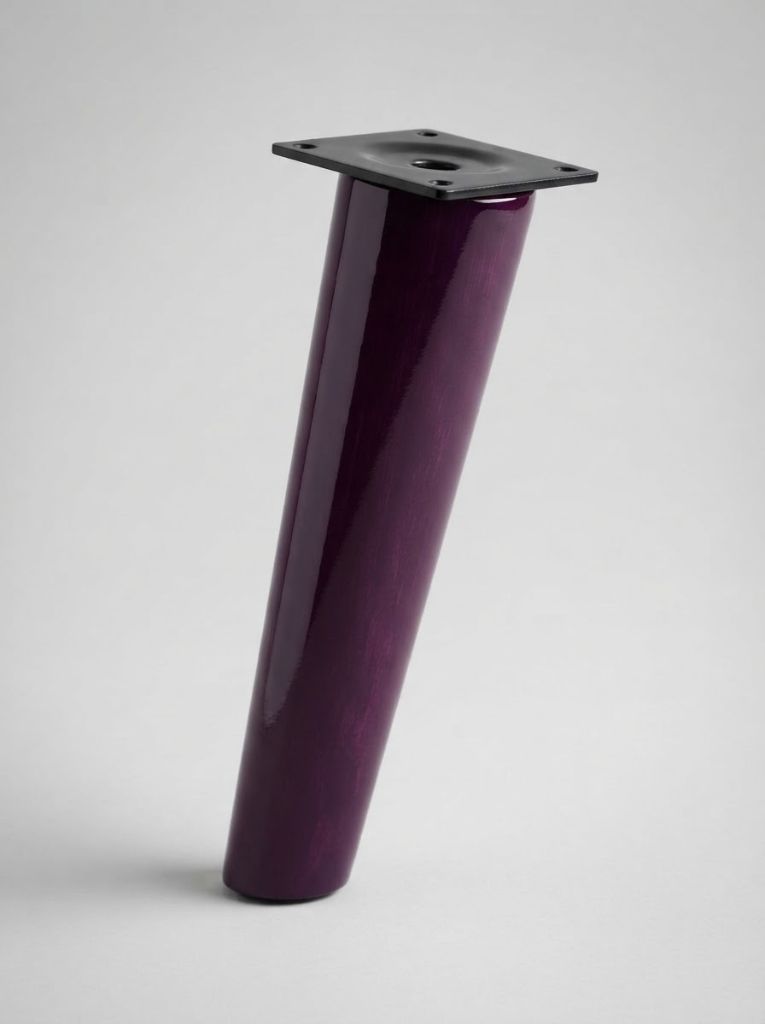 Aubergine Scandi tapered sofa leg with black mounting plate