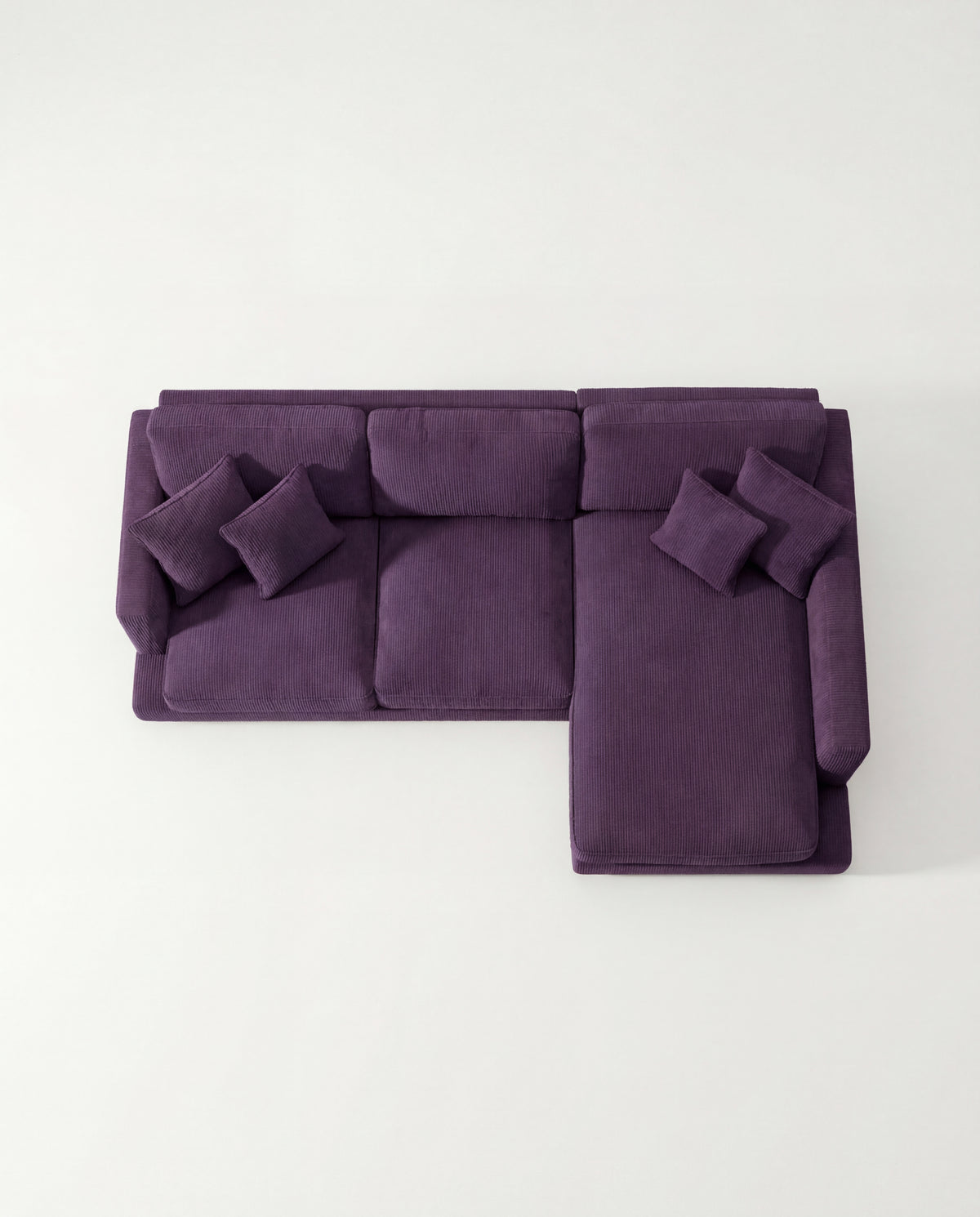 City Chaise Lounge Purple Corduroy - Detail Close-Up | Vibe Sofas