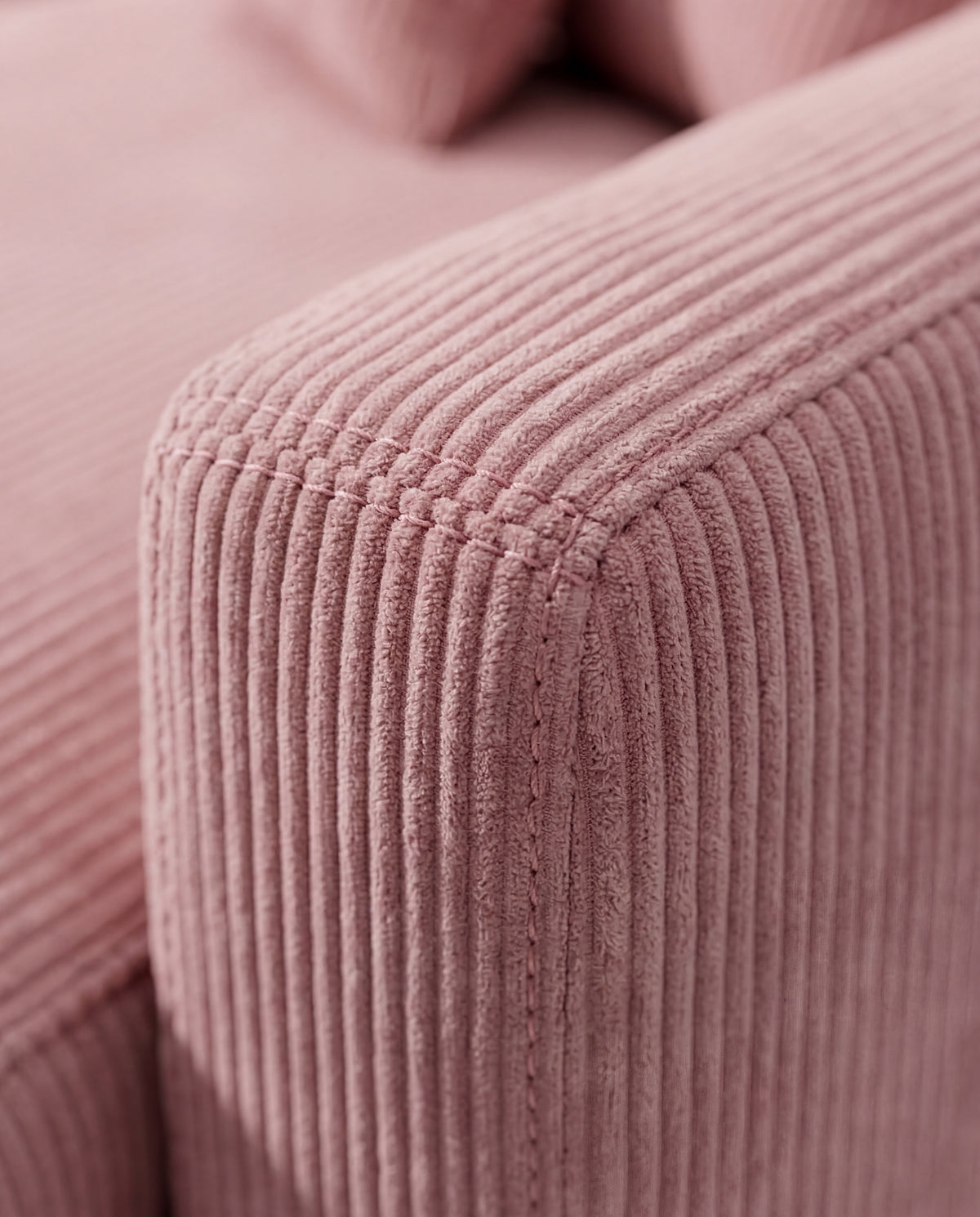 City Rose Pink Corduroy Chaise Lounge - Detail Close-Up | Vibe Sofas