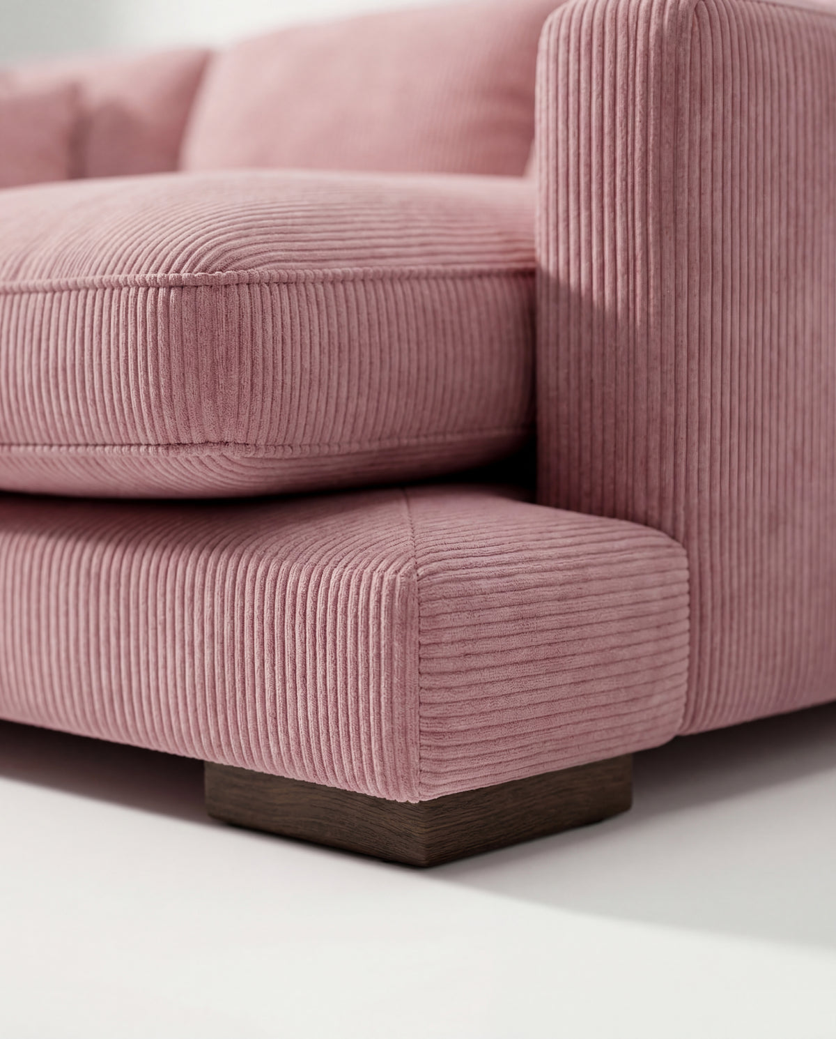 City Rose Pink Corduroy Chaise Lounge - View 2 | Vibe Sofas Australia