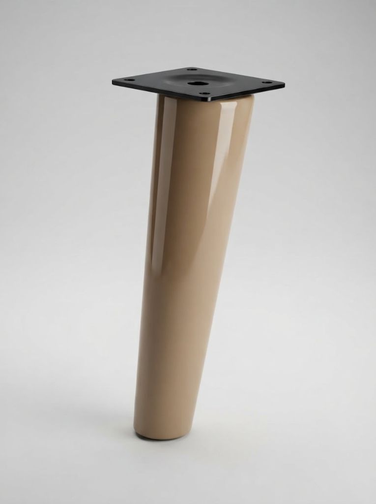 Taupe Scandi tapered sofa leg with black mounting plate