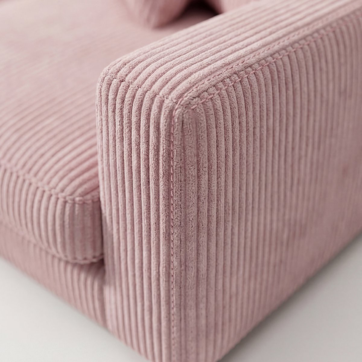 City Chaise Corduroy Baby Pink - Room Setting | Vibe Sofas Australia