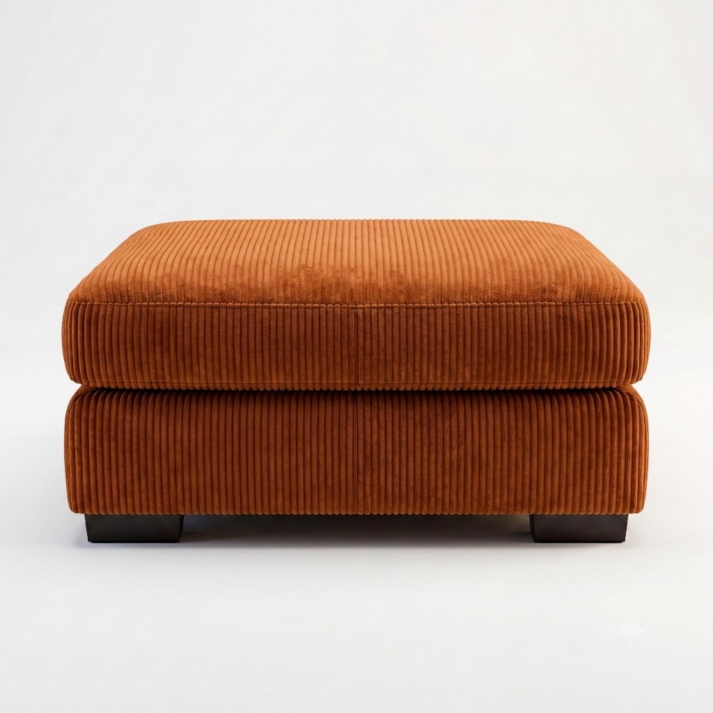 Cloud Ottoman Burnt Orange Corduroy - Product Image 1