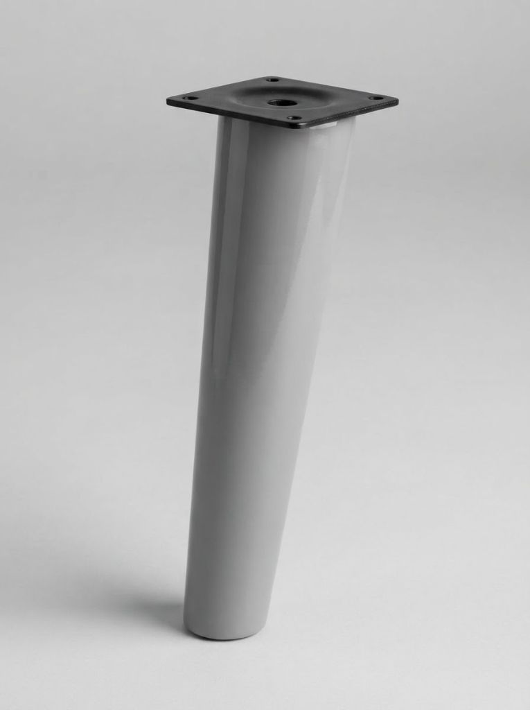 Grey Scandi tapered sofa leg with black mounting plate