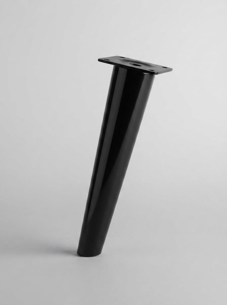 Gloss Black Scandi tapered sofa leg with black mounting plate