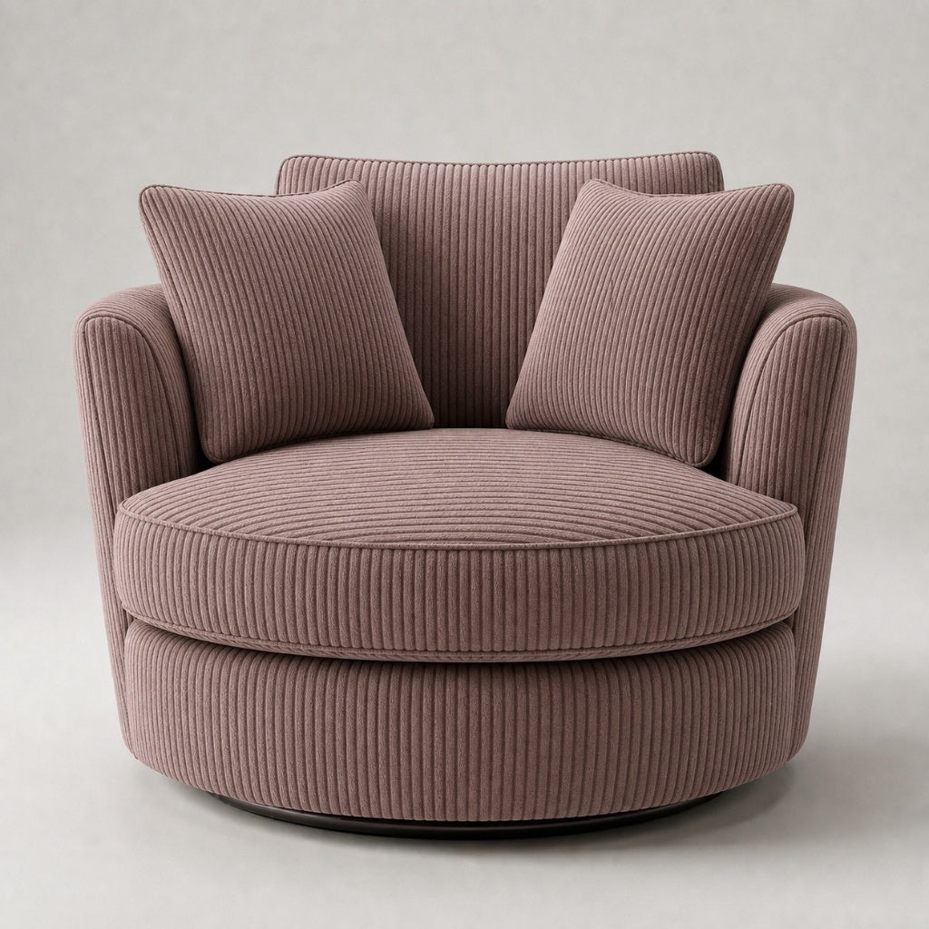 Cuddle Swivel Chair - Mauve Corduroy