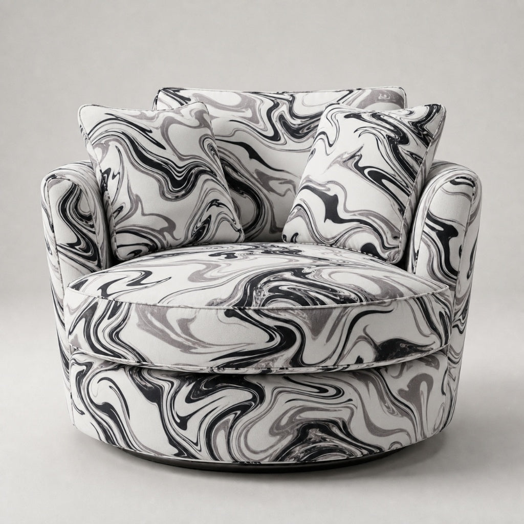 Cuddle Swivel Chair - Monochrome Marble
