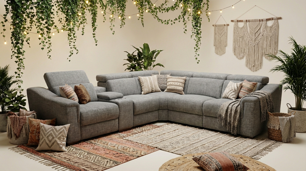 Lena Electric Recliner Corner Lounge - View 1 | Vibe Sofas Australia