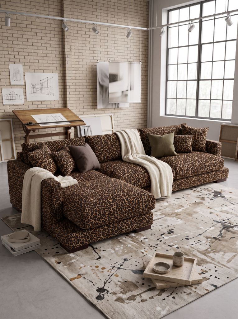 Leopard Print Cloud Chaise Lounge — Lifestyle