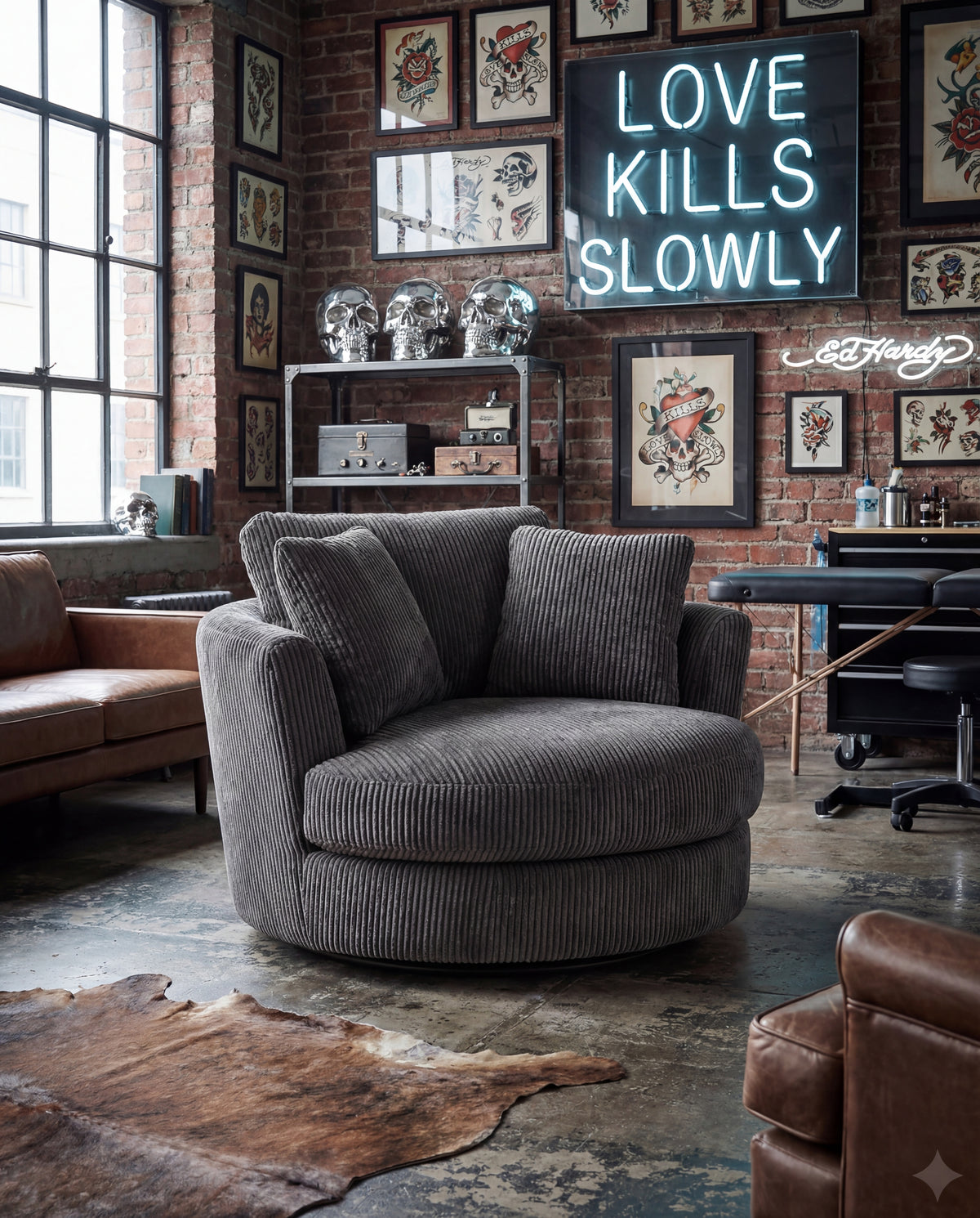 Cuddle Swivel Chair - Grey - View 18 | Vibe Sofas Australia
