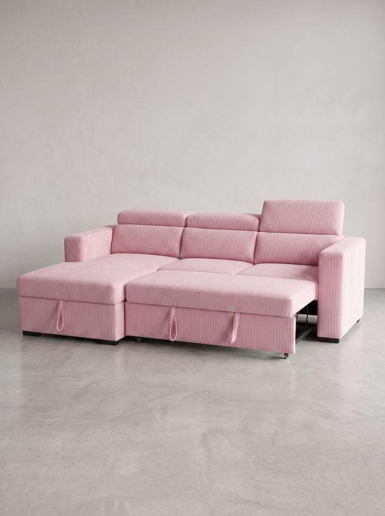 Baby Pink Corduroy Evo Sleeper Chaise Lounge