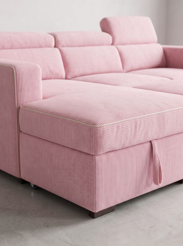 Baby Pink Corduroy Evo Sleeper Chaise Lounge