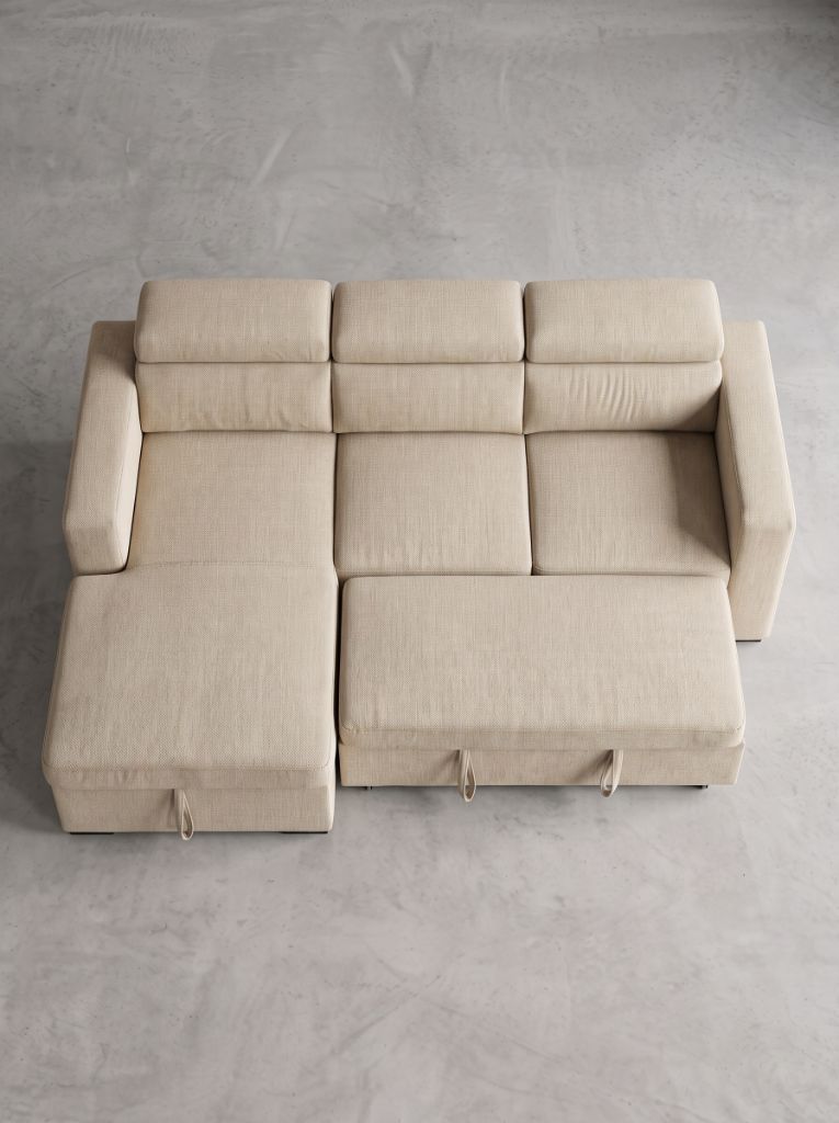 Beige Fabric Evo Sleeper Chaise Lounge