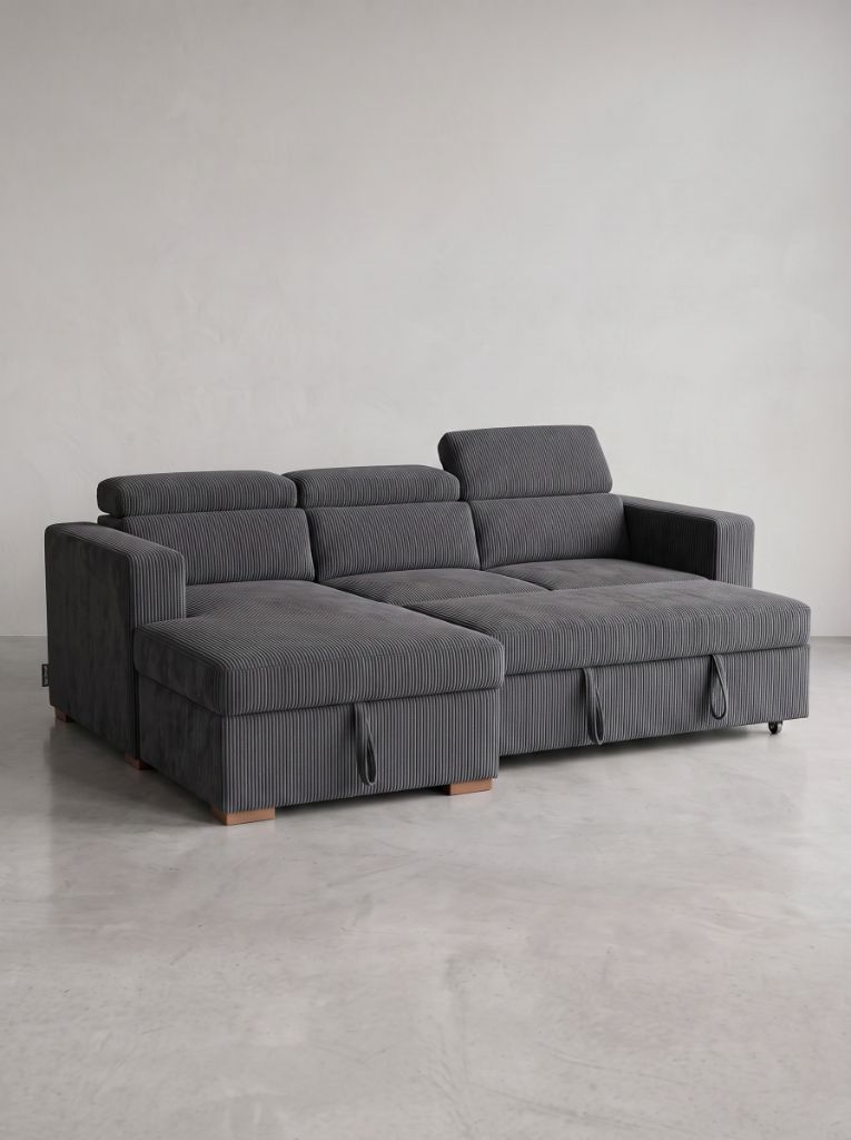 Charcoal Corduroy Evo Sleeper Chaise Lounge