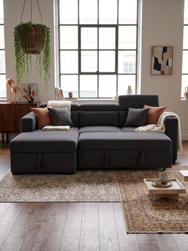 Charcoal Corduroy Evo Sleeper Chaise Lounge