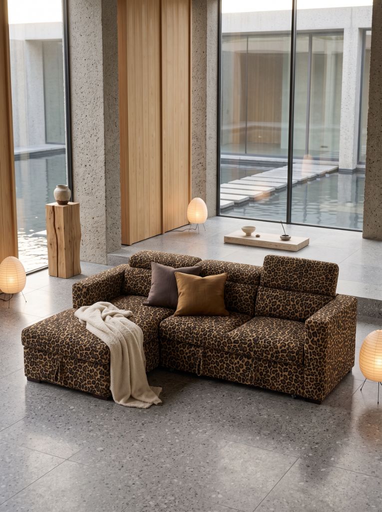 Leopard Print Evo Sleeper Chaise Lounge