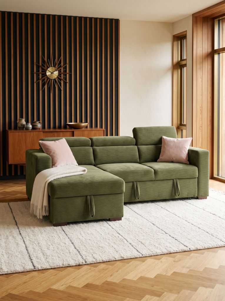 Olive Green Corduroy Evo Sleeper Chaise Lounge