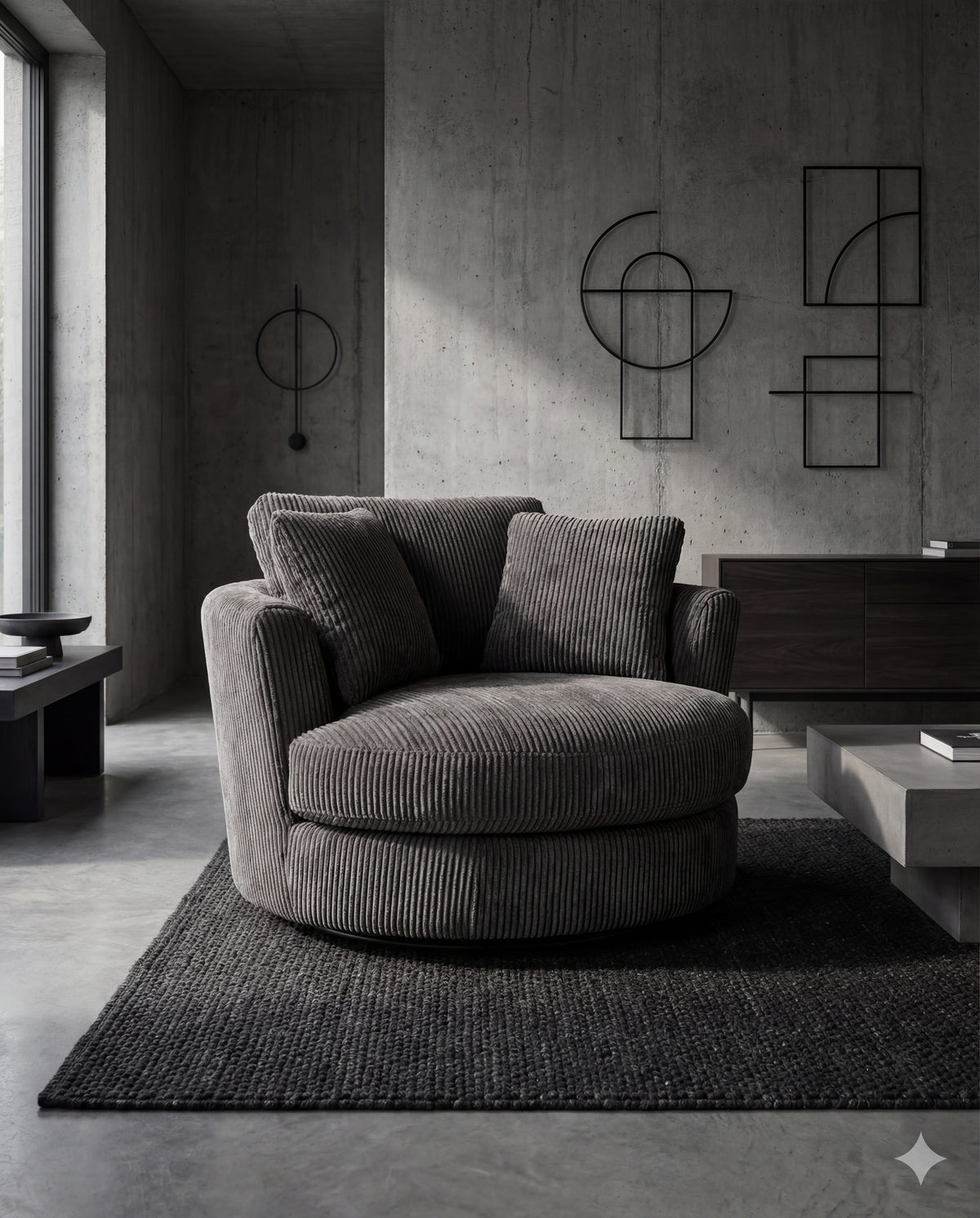 Cuddle Swivel Chair - Grey - View 17 | Vibe Sofas Australia