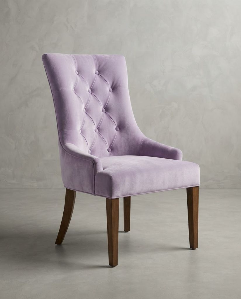 Vibe Dining Chair in Lilac Velvet - button-tufted dining chair with timber legs