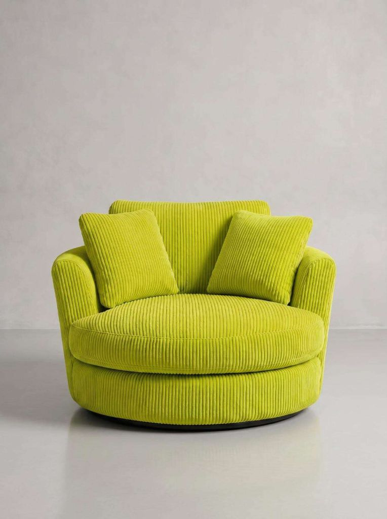 Cuddle Swivel Chair - Lime Corduroy