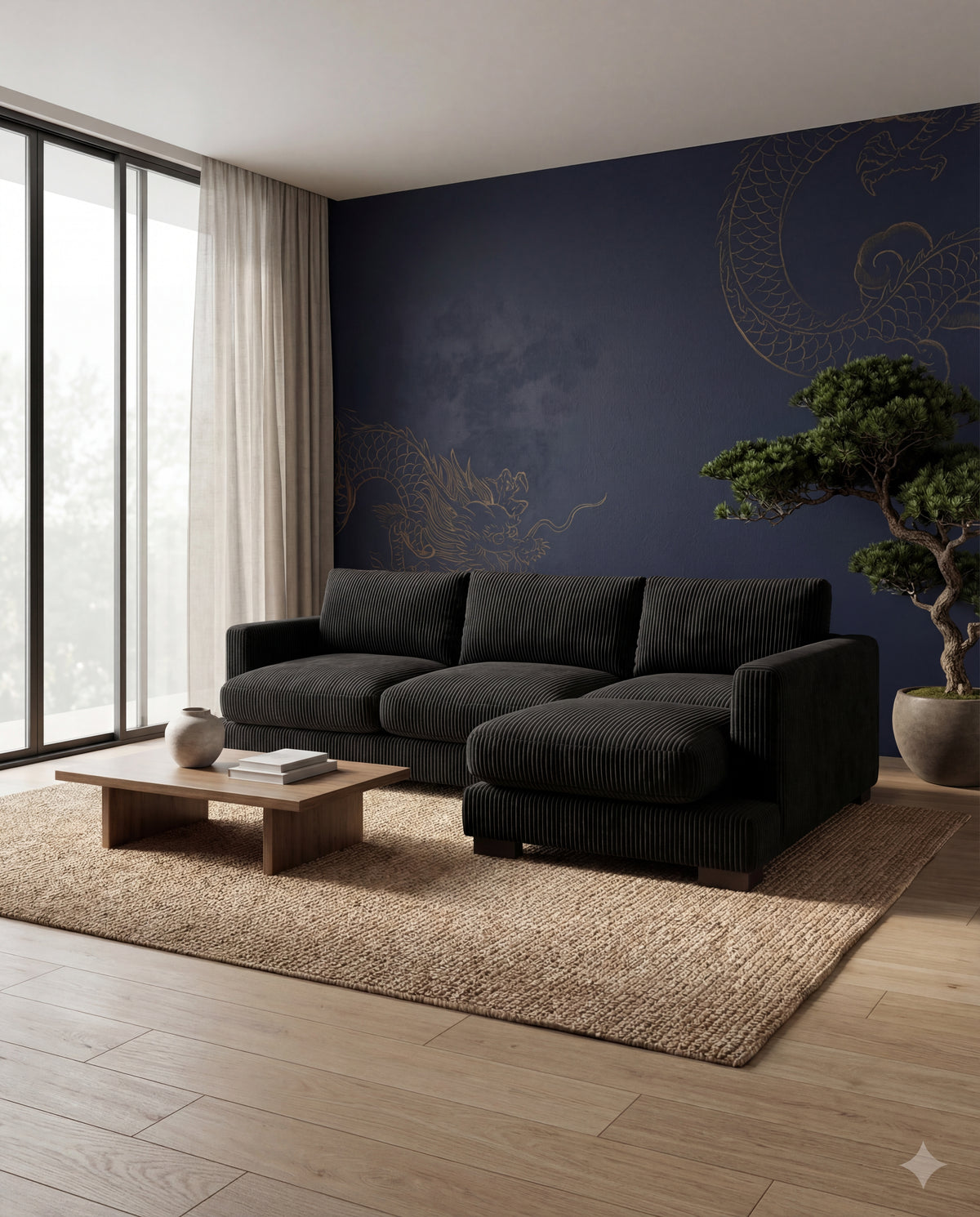 Bagira Black Corduroy Cloud Chaise Lounge - Product Image 22
