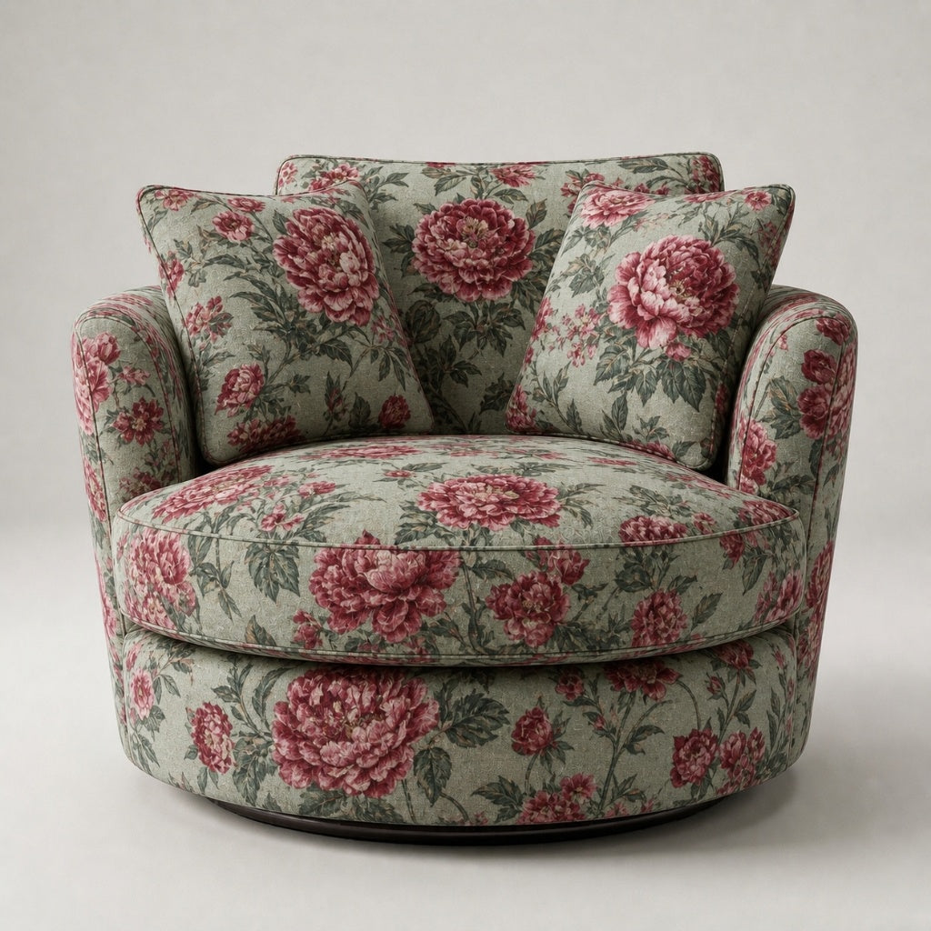 Cuddle Swivel Chair - Sage Floral
