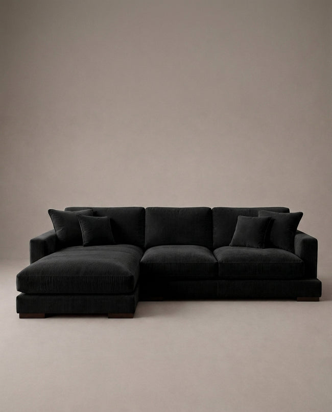 City Chaise Lounge - Bagira Black Corduroy Hover Image