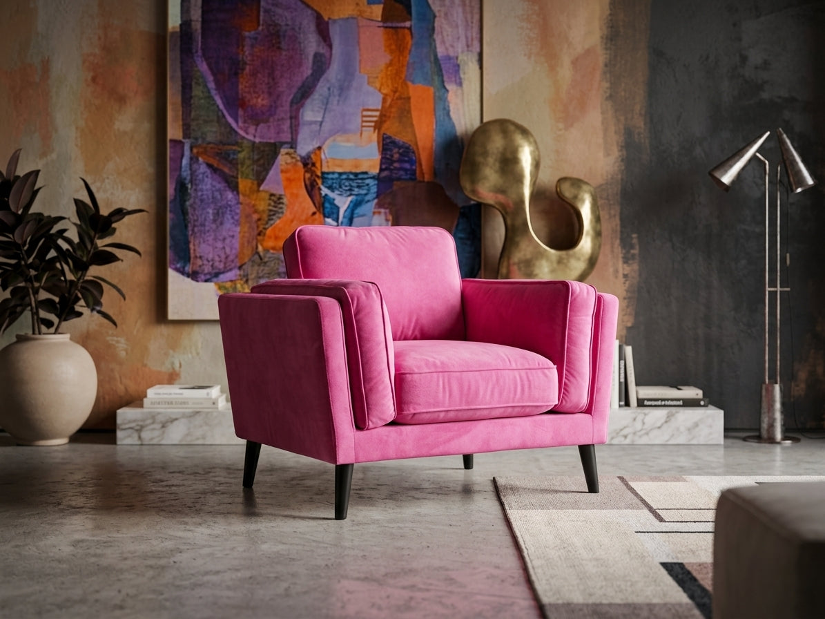 Monroe Barbie Pink Armchair - View 3 | Vibe Sofas Australia
