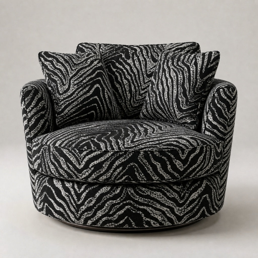 Cuddle Swivel Chair - Silver Zebra
