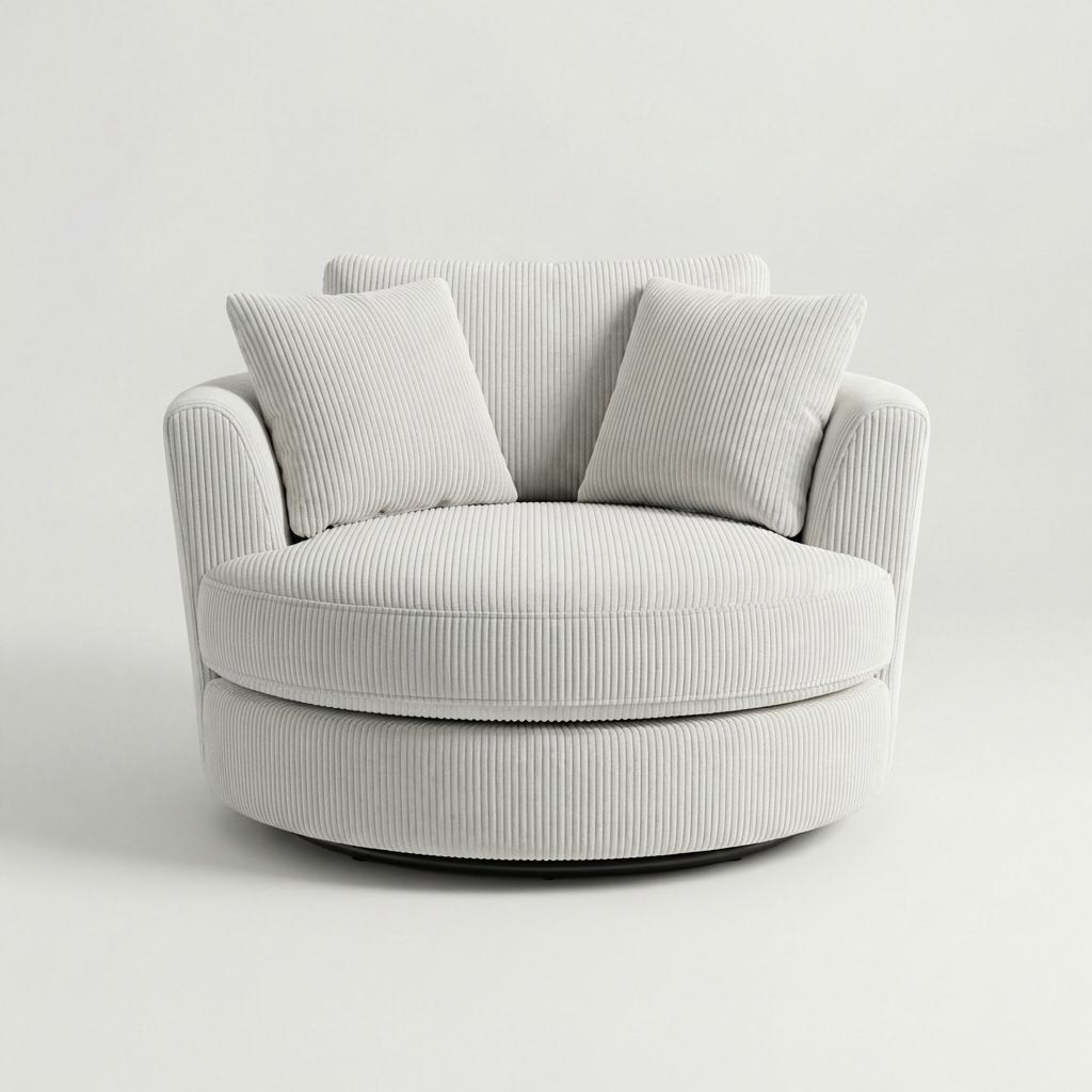 Cuddle Swivel Chair - White - Front View | Vibe Sofas Australia