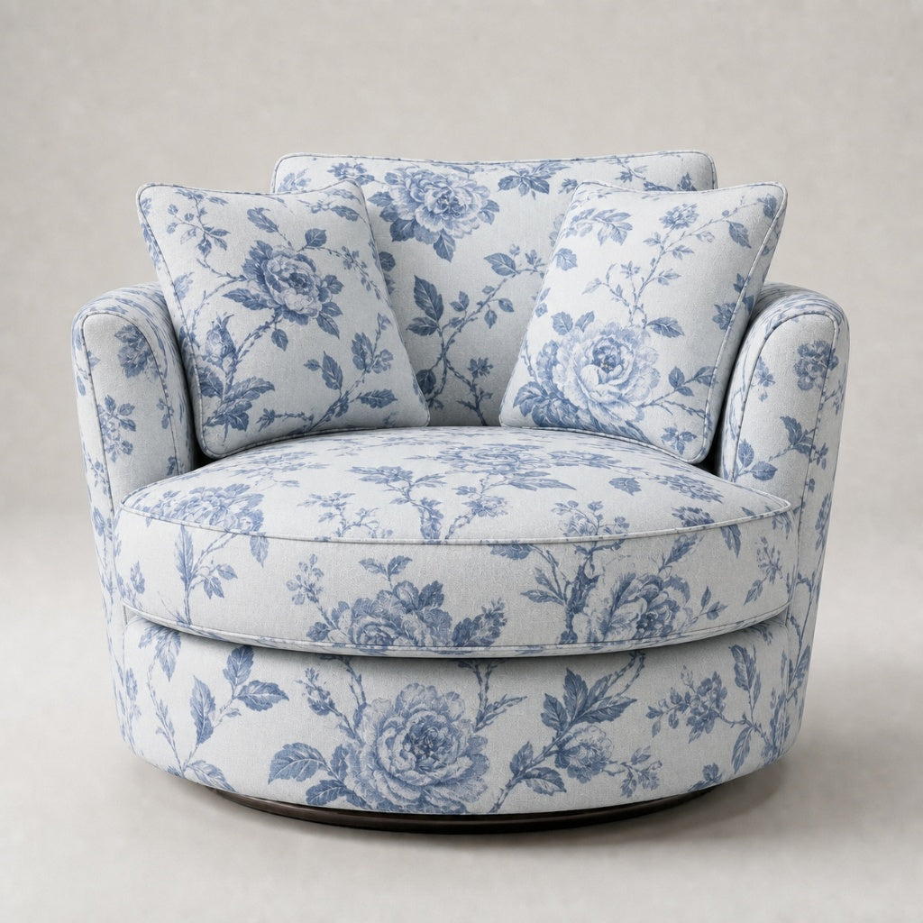 Cuddle Swivel Chair - Blue Floral