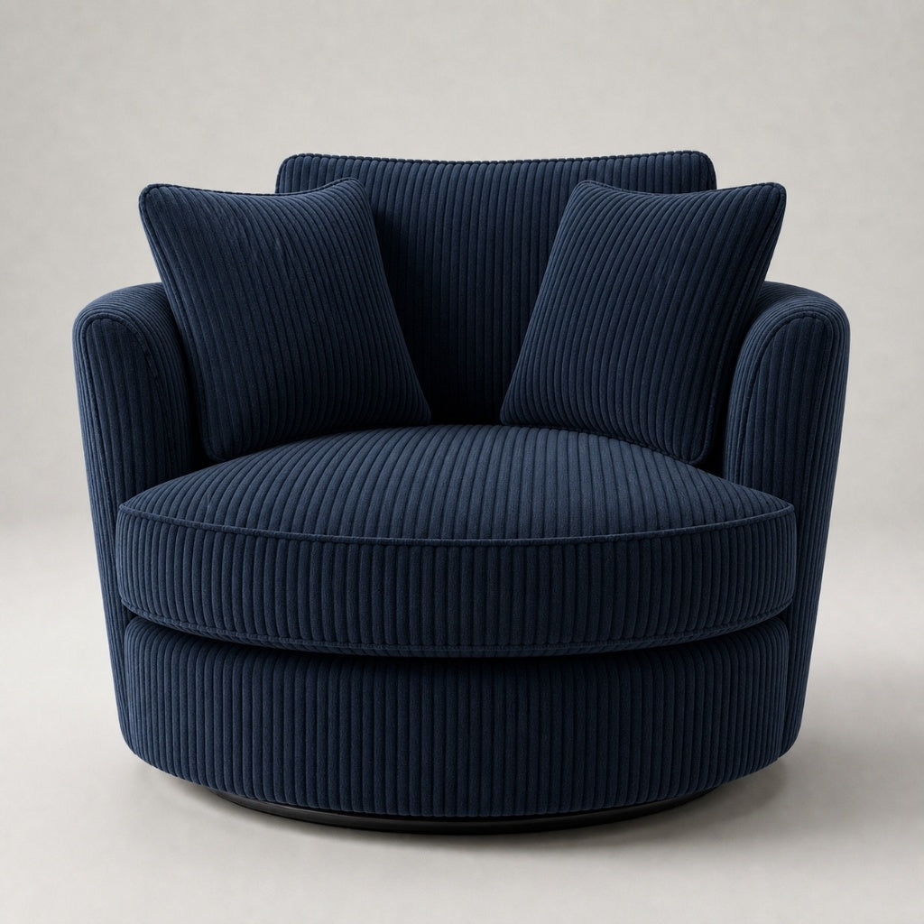 Cuddle Swivel Chair - Navy Corduroy