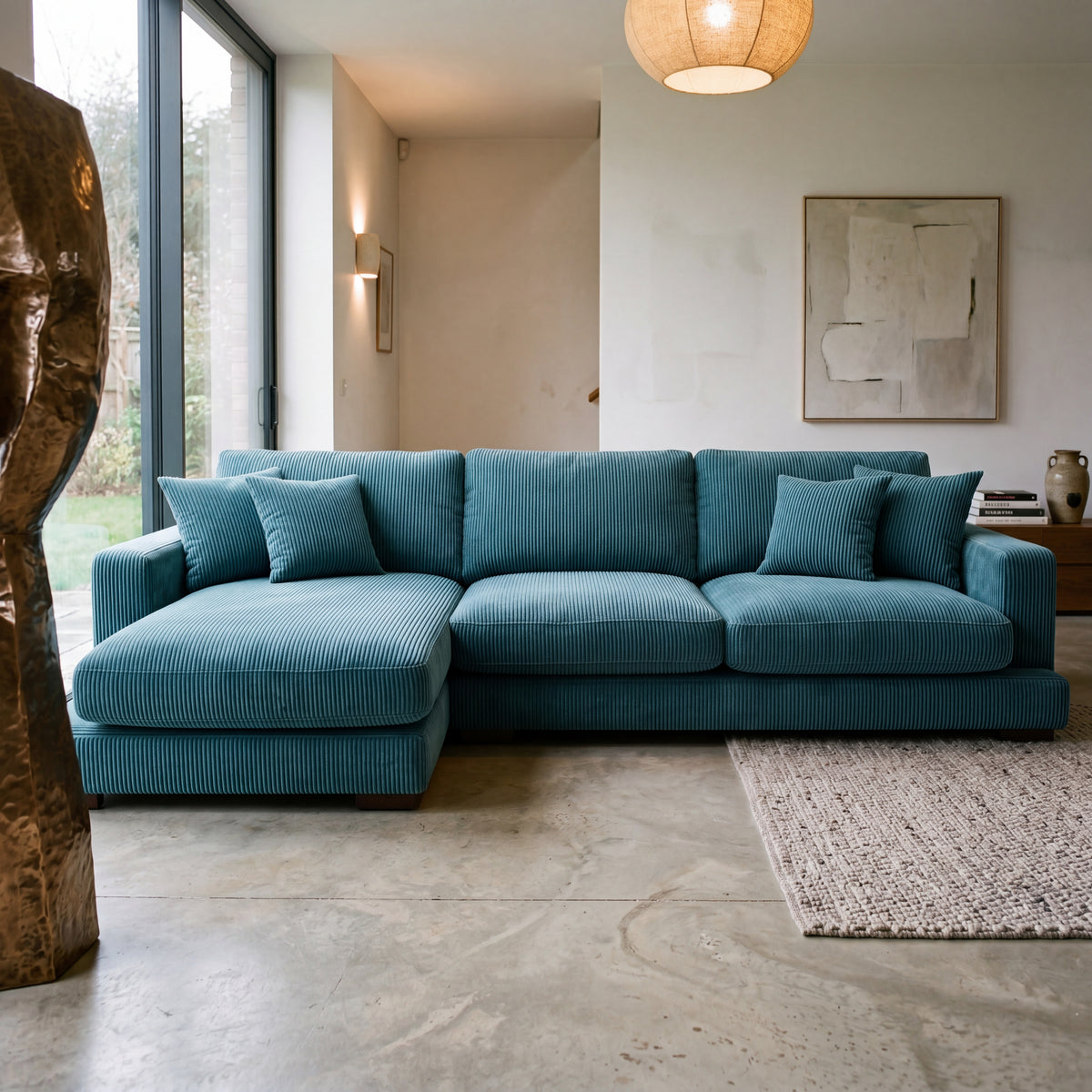 City Chaise Lounge Aqua Corduroy — Lifestyle