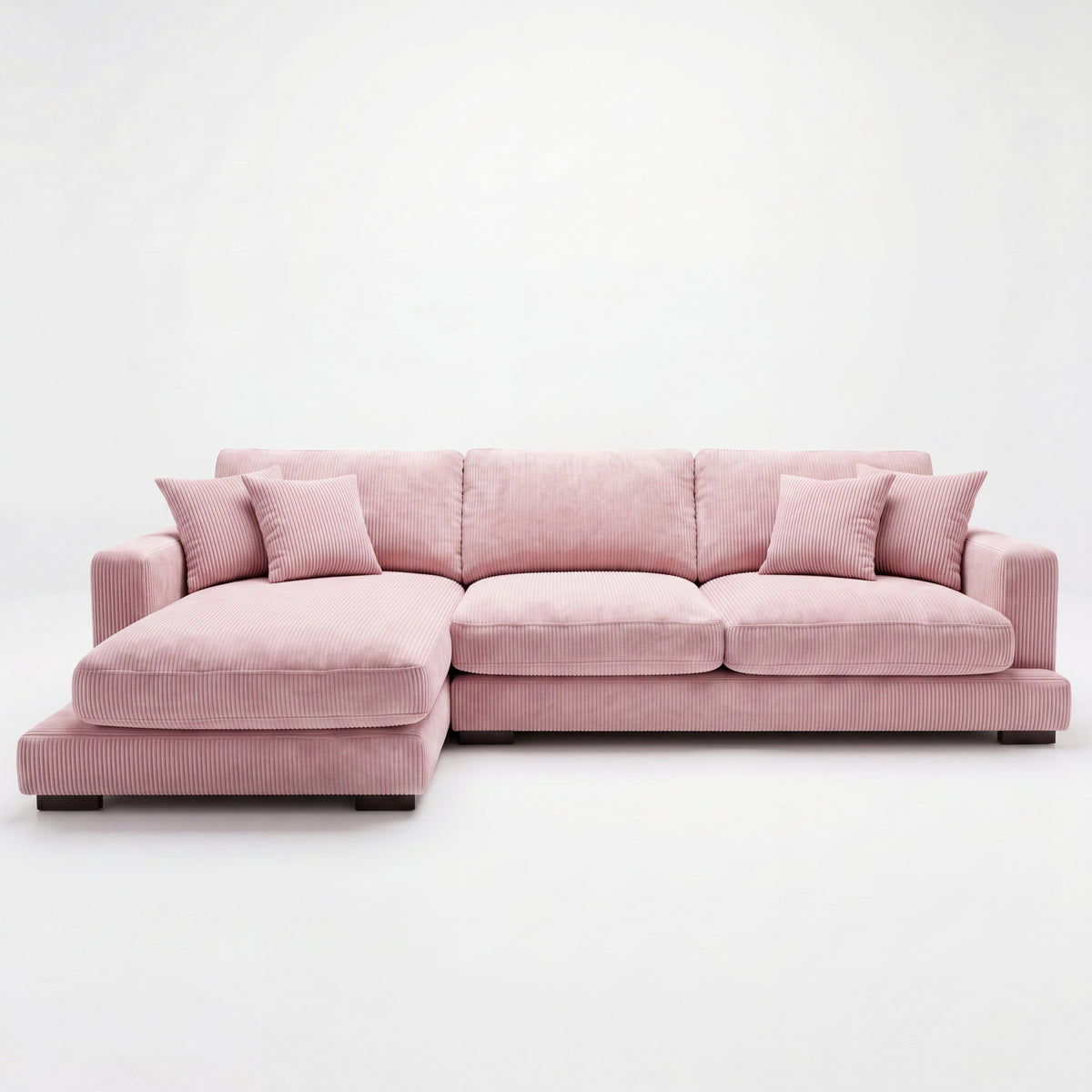 City Chaise Corduroy Baby Pink - Front View | Vibe Sofas Australia