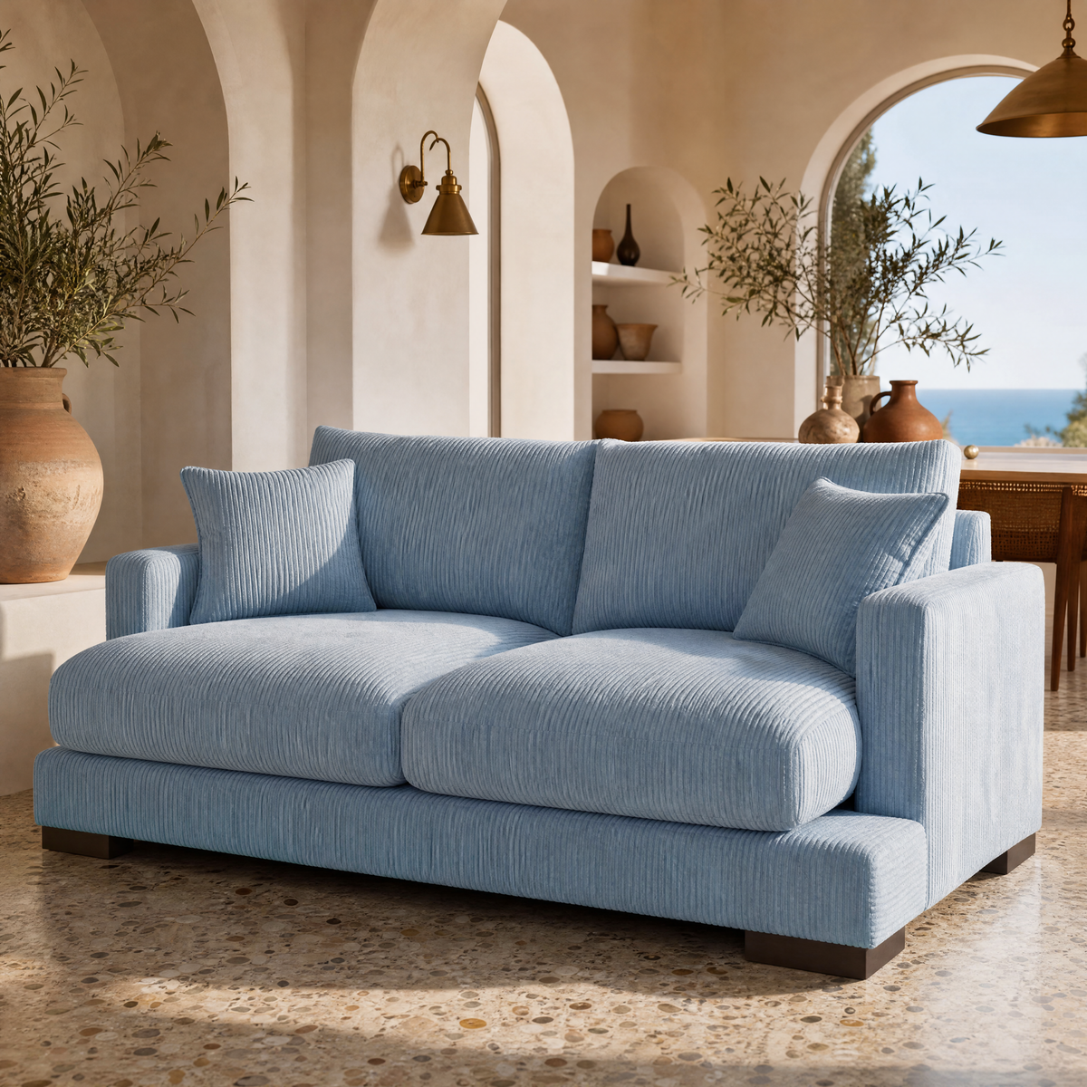 Cloud 2 Seater Baby Blue Corduroy - Lifestyle