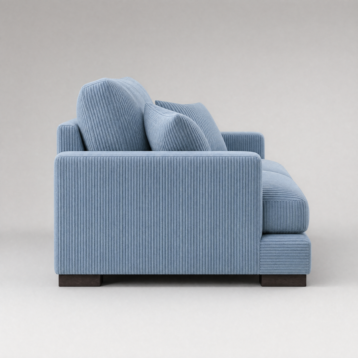 Cloud 2 Seater Baby Blue Corduroy - Side Profile View
