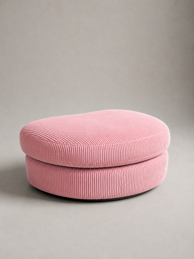 Kiss Ottoman - Baby Pink Corduroy