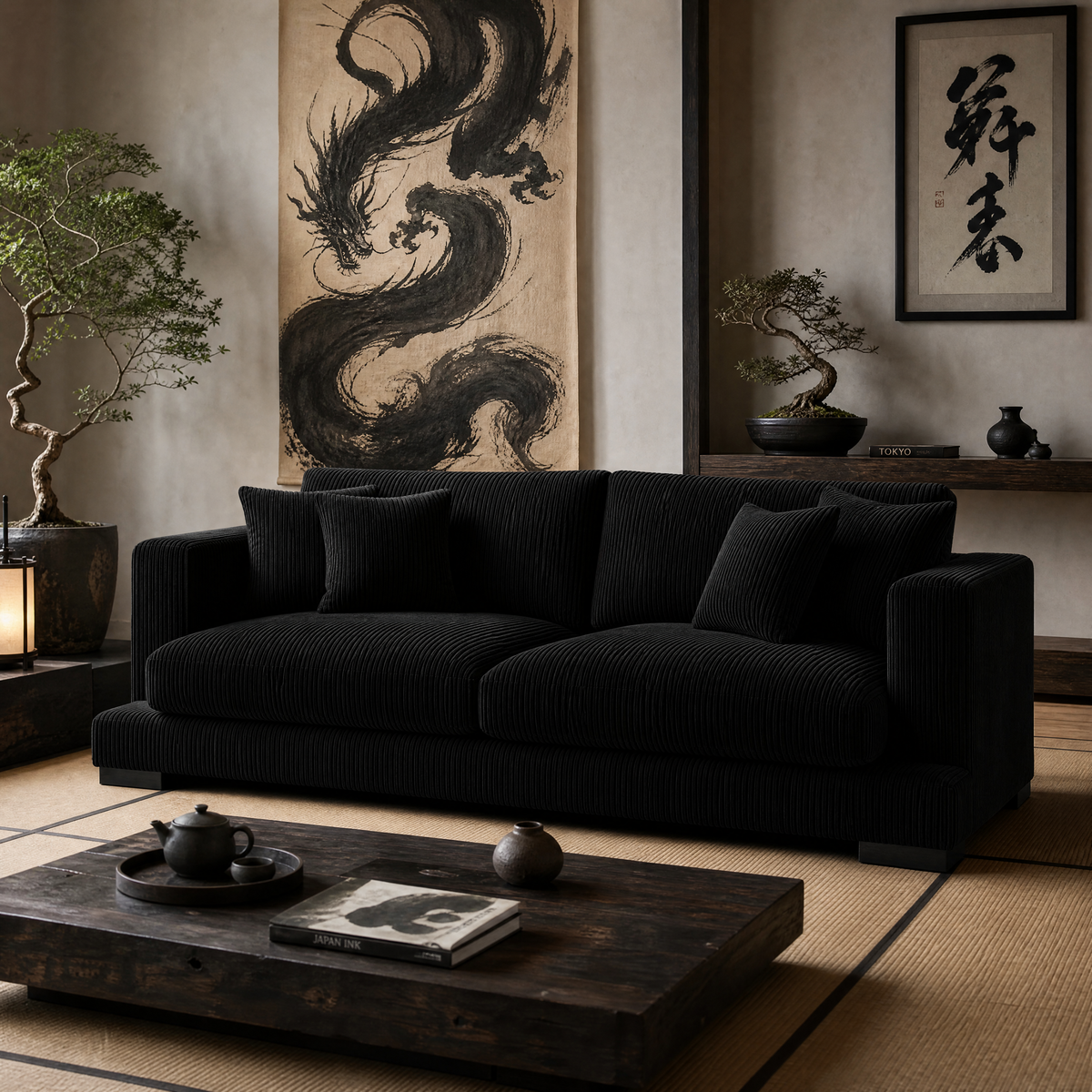 Cloud Sofa Bagira Black Corduroy - Lifestyle
