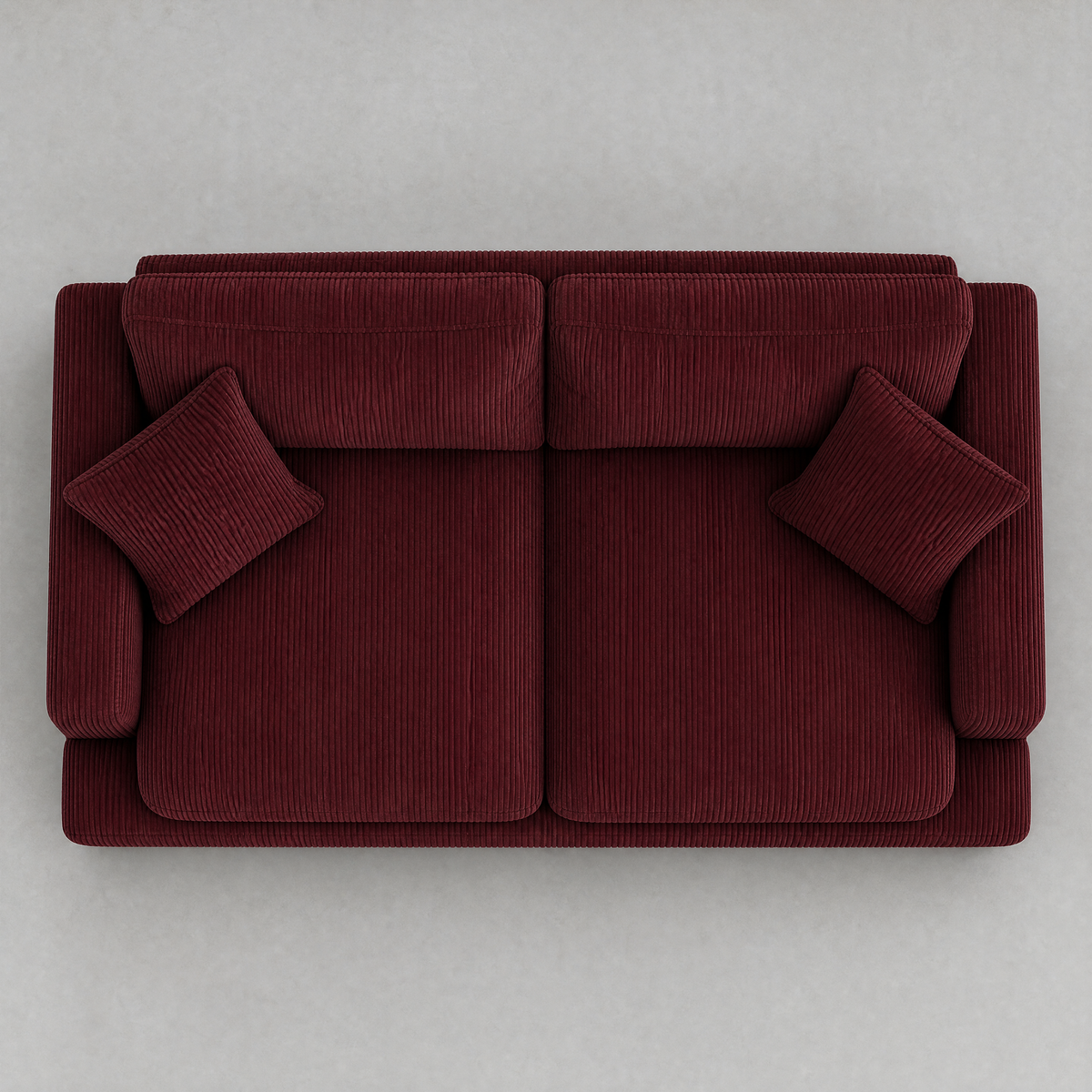 Cloud 2 Seater Burgundy Corduroy - Birds Eye View