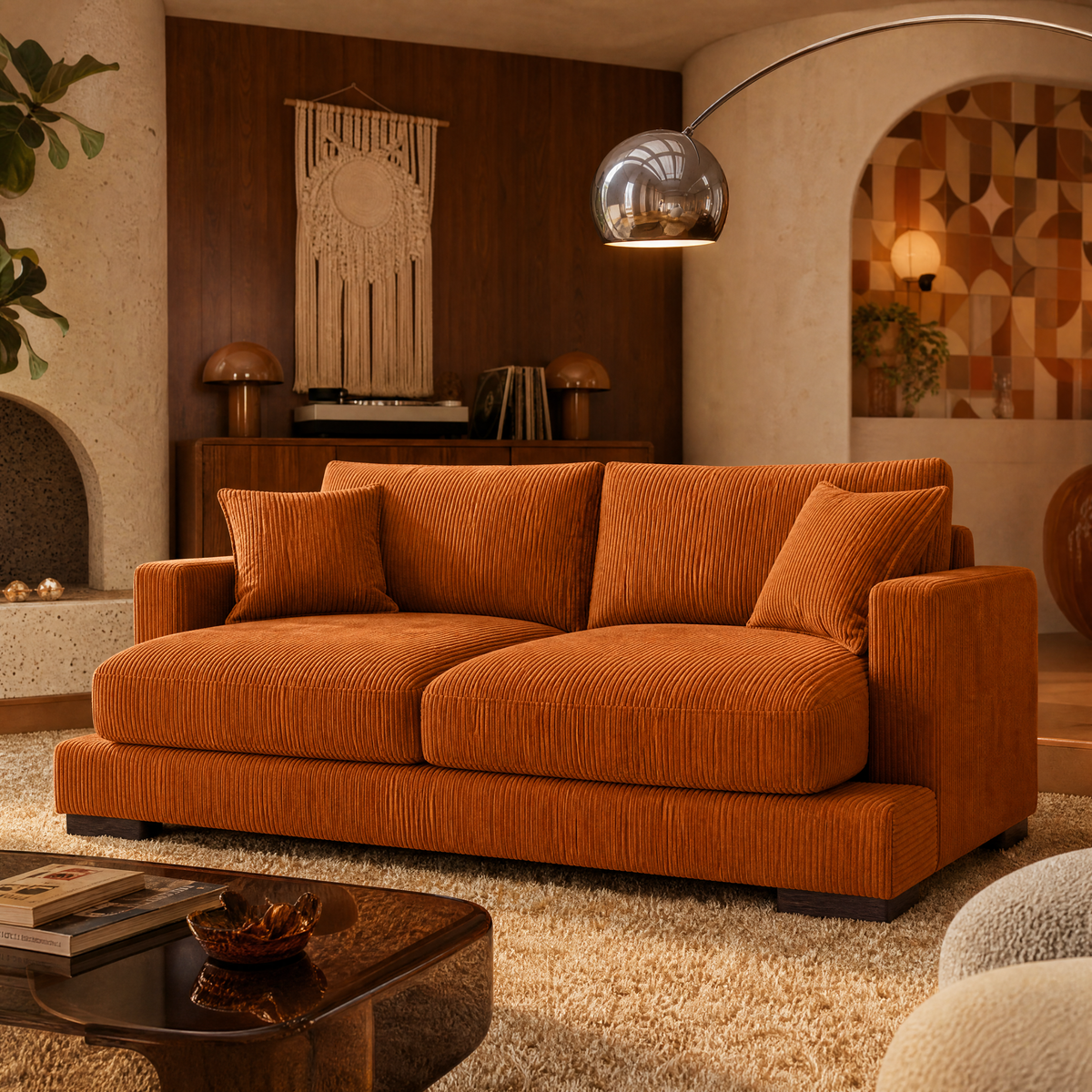 Cloud 2 Seater Burnt Orange Corduroy - Lifestyle