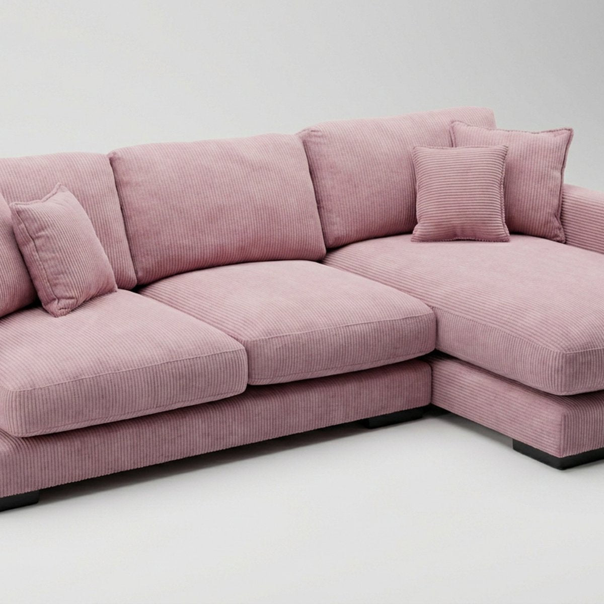 City Chaise Corduroy Baby Pink - Detail Close-Up | Vibe Sofas