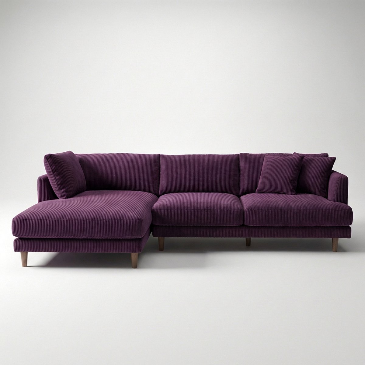 Meadow Chaise Lounge - Purple Haze Corduroy — Front View | Corduroy | Vibe Sofas Australia