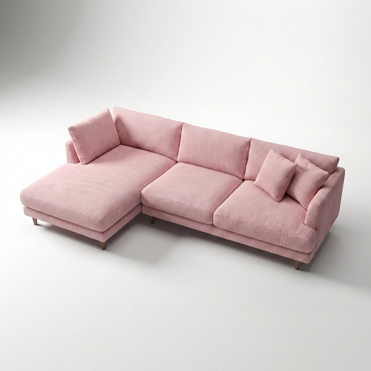 Meadow Chaise Lounge - Baby Pink Corduroy — Birds Eye View | Corduroy | Vibe Sofas Australia