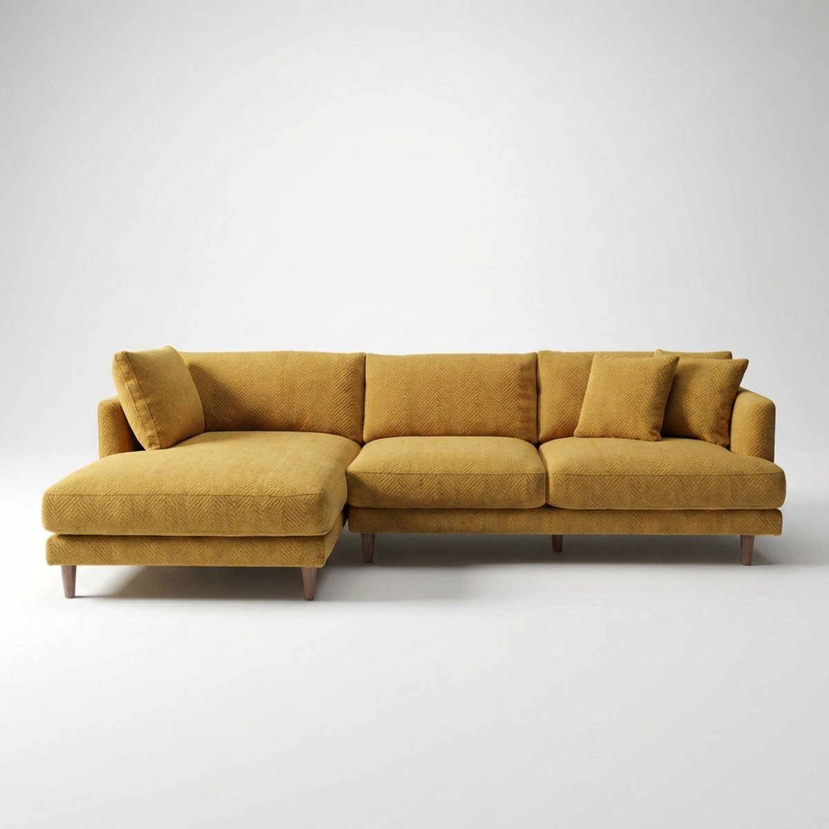 Meadow Chaise Lounge - Mustard Corduroy — Front View | Corduroy | Vibe Sofas Australia