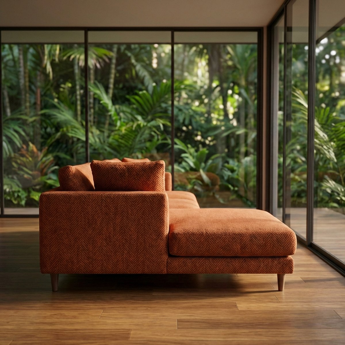 Meadow Chaise Lounge - Burnt Orange Corduroy — Lifestyle